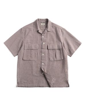W25 SEERSUCKER MILITARY SHIRT (brown)