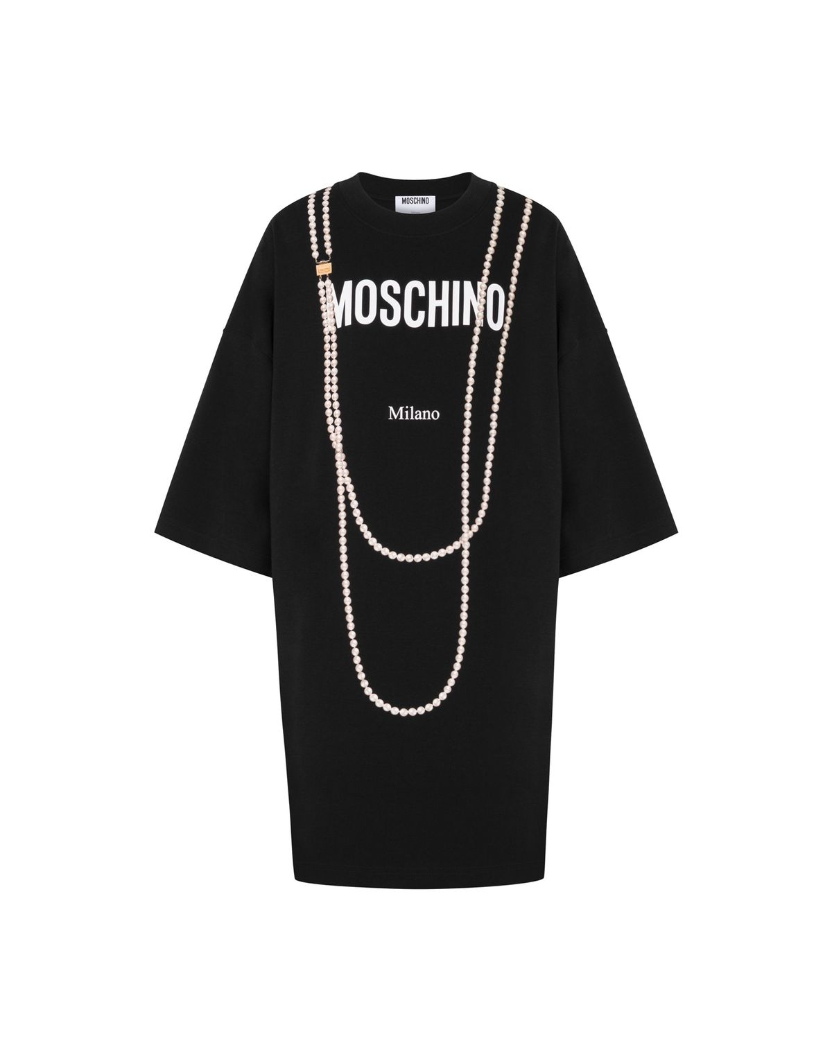 모스키노(MOSCHINO) 프린트 펄 코튼 저지 드레스