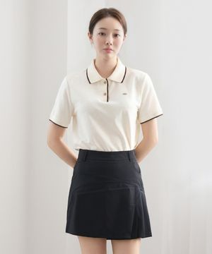 카라 라인 포인트 PK 반팔 티셔츠_브라운라인카라