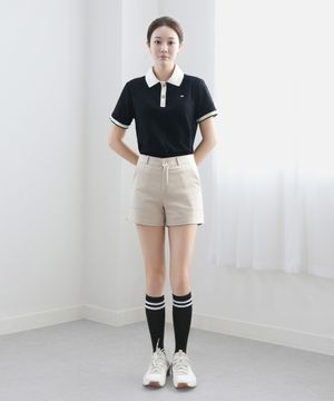 카라 라인 포인트 PK 반팔 티셔츠_블랙