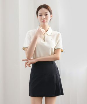 카라 라인 포인트 PK 반팔 티셔츠_올리브라인카라