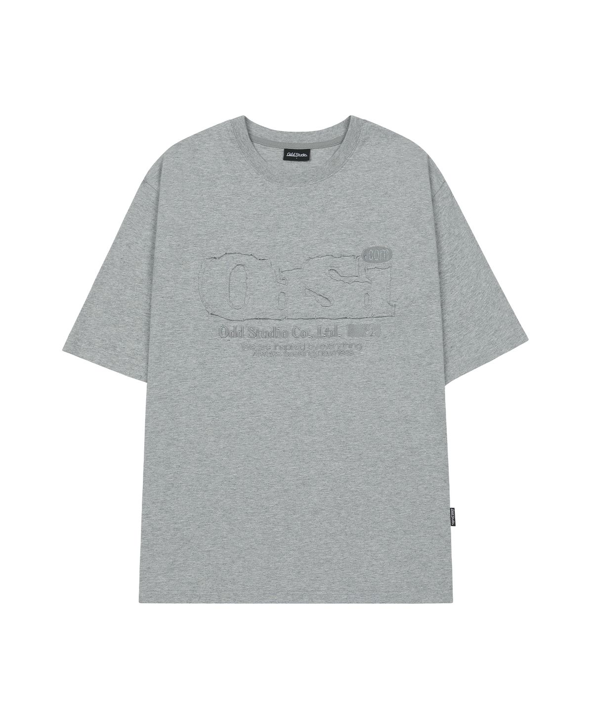 오드스튜디오(ODDSTUDIO) ODSD 피그먼트 데미지 티셔츠 - GRAY MELANGE