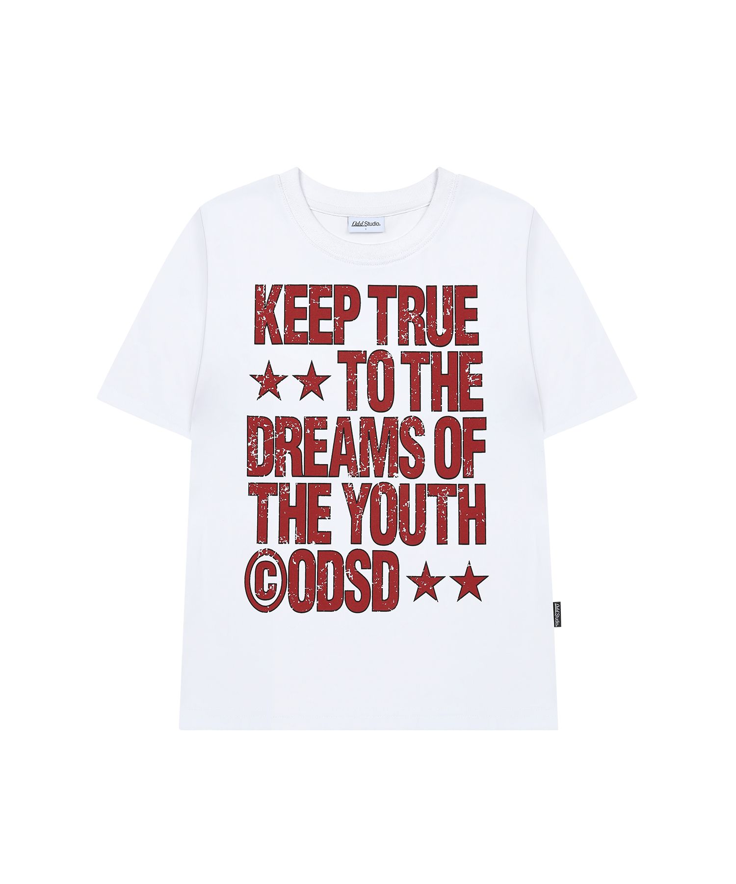 MUSINSA | ODDSTUDIO Keep True Typographic Regular Fit T-Shirt - WHITE