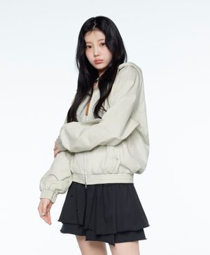 우먼스 러플 스트링 미니 스커트 블랙 SDFLKCQ40BLK