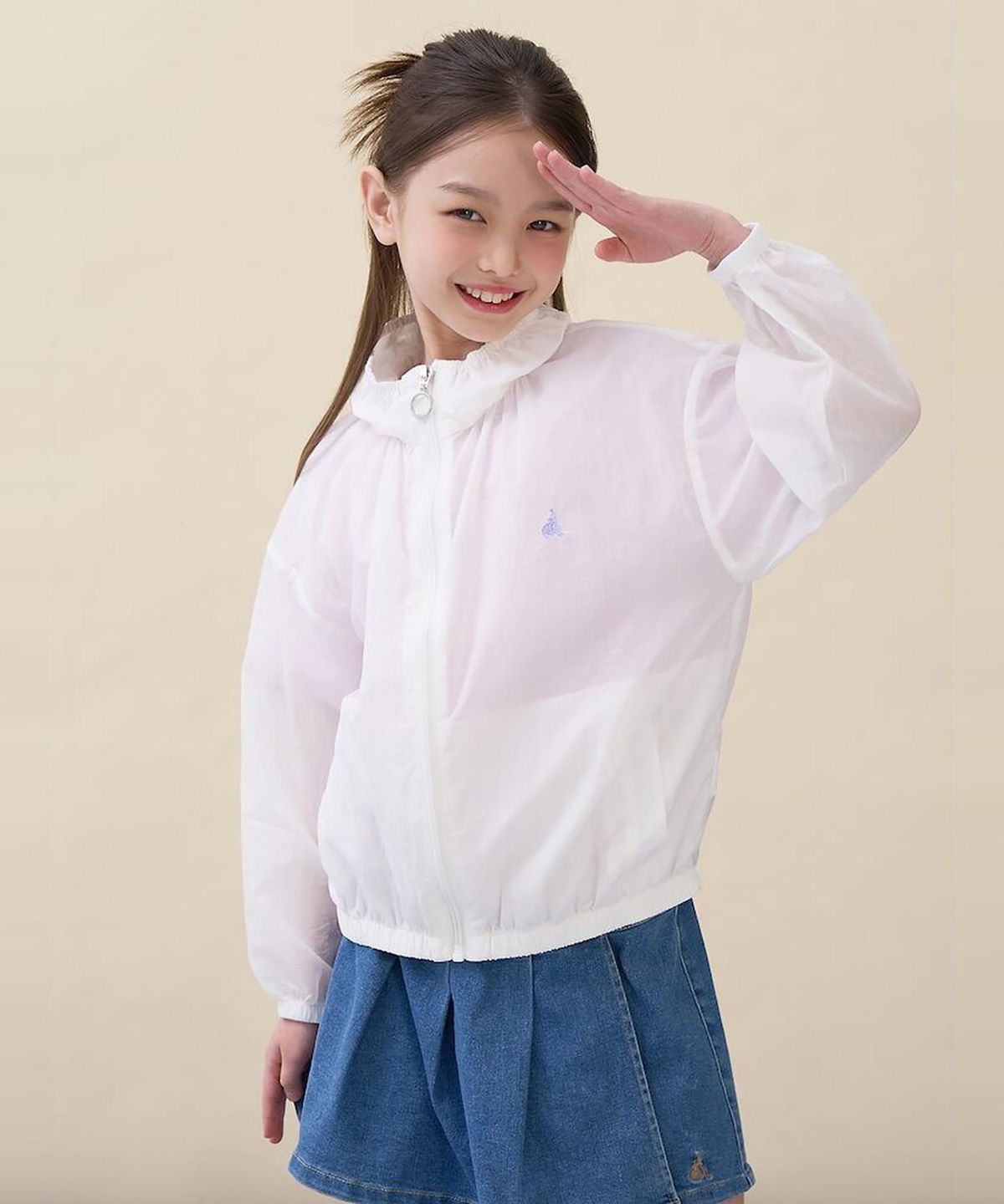 빈폴 키즈(BEANPOLE KIDS) 여아 러블리 에어리 바람막이 점퍼 - 아이보리 (BI6339G020)