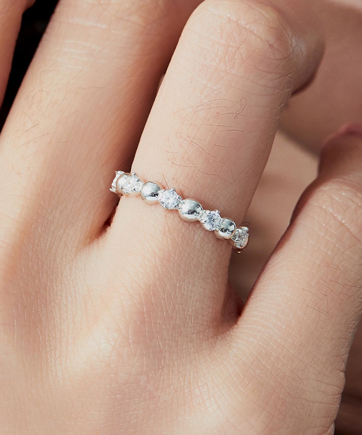 엘렌쥬얼리(HELENE JEWELRY) 925 실버 스위트 볼 앤 큐빅 미스 링 은 반지