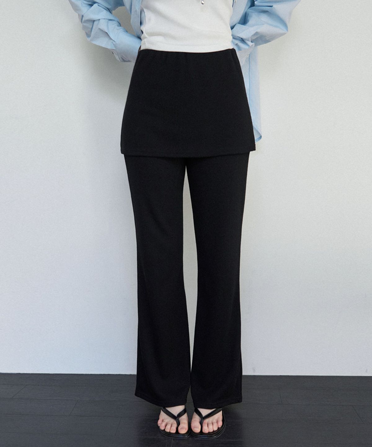 페르브(FERV) Layered Skirt-Pants - Black