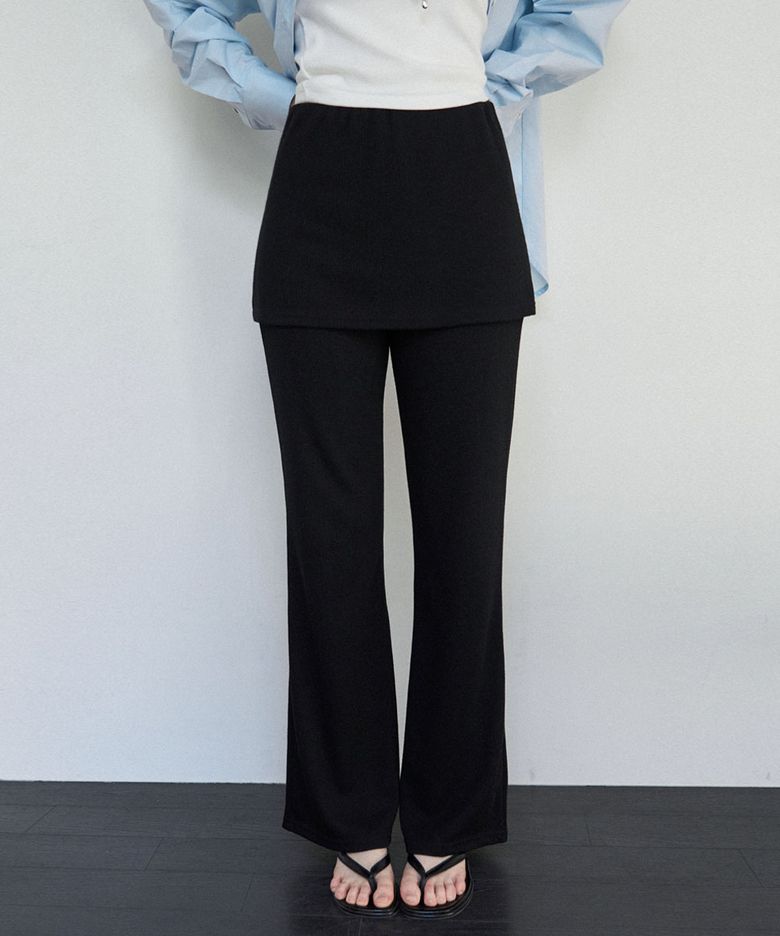 Layered Skirt-Pants - Black