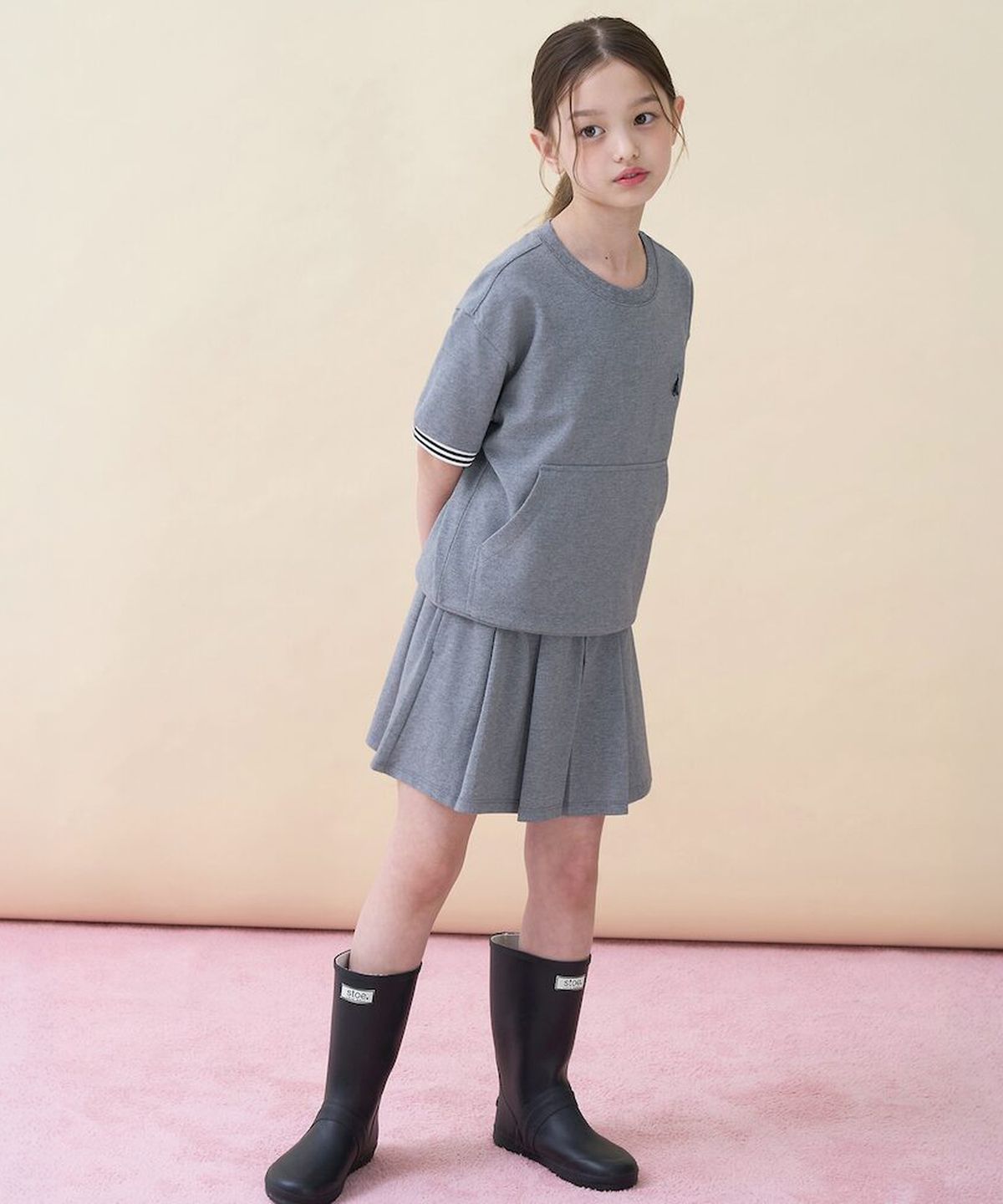 빈폴 키즈(BEANPOLE KIDS) 여아 포켓 포인트 피케 상하 세트 - 그레이 (BI6342G053)