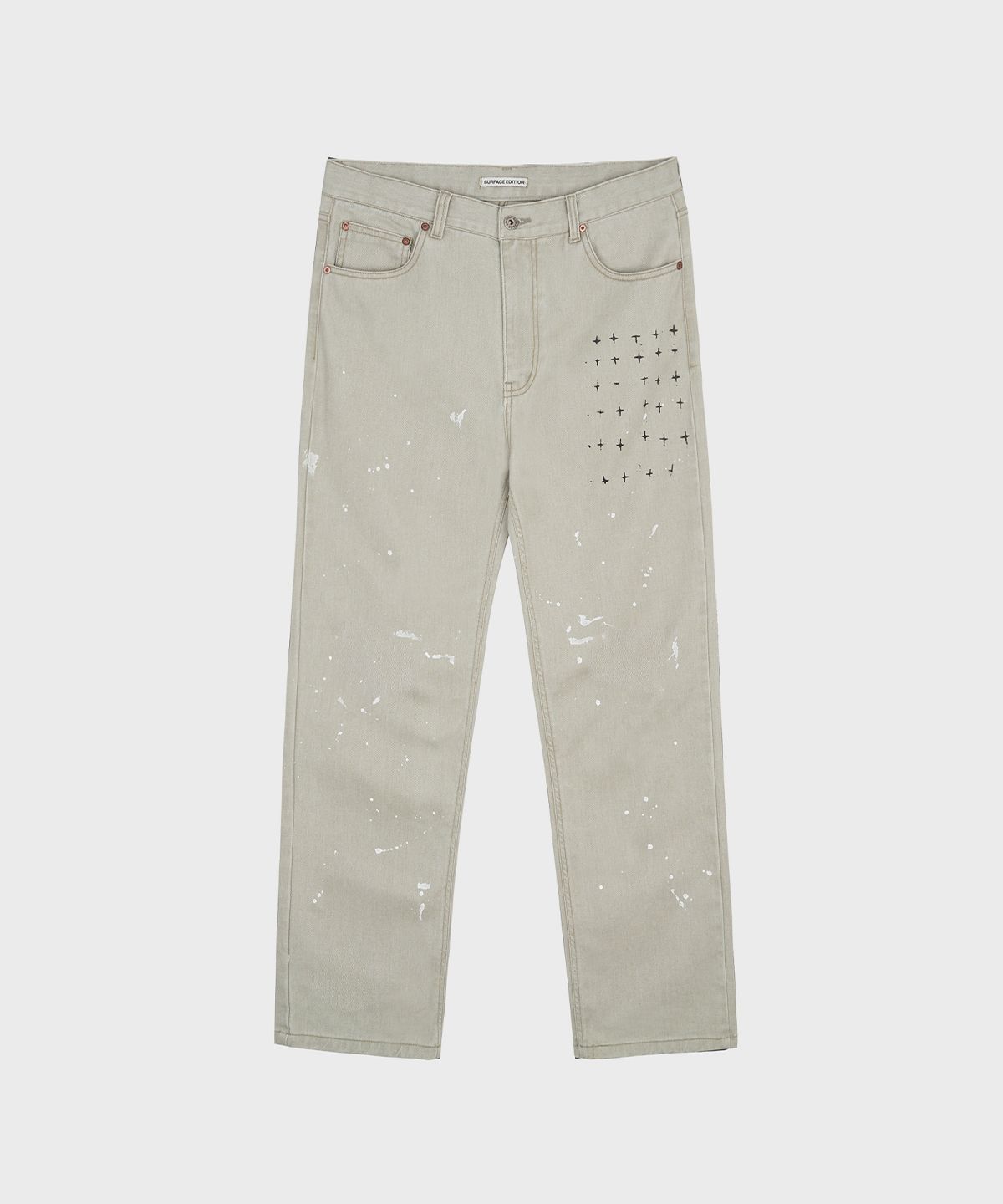 서피스에디션(SURFACE EDITION) PAINT SPLATTER COTTON TWILL PANTS STONE BEIGE