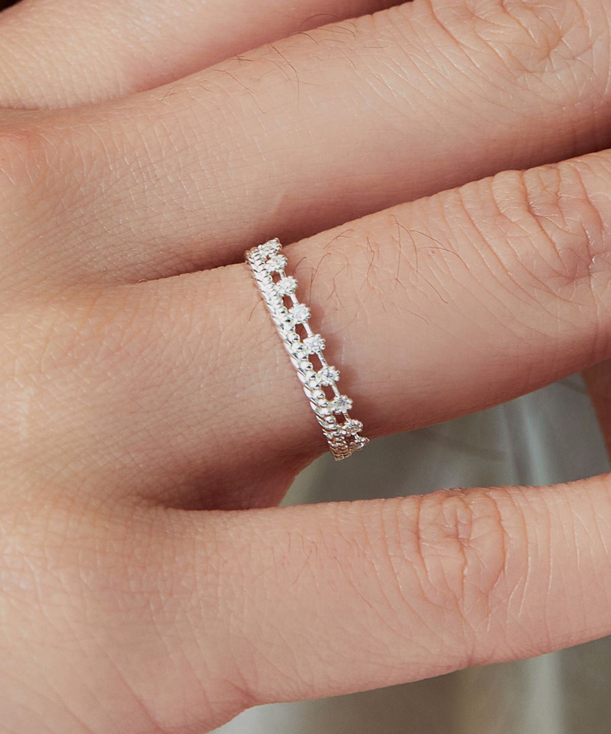 엘렌쥬얼리(HELENE JEWELRY) 925 실버 슬림 크라운 큐빅 왕관 미스 링 은 반지