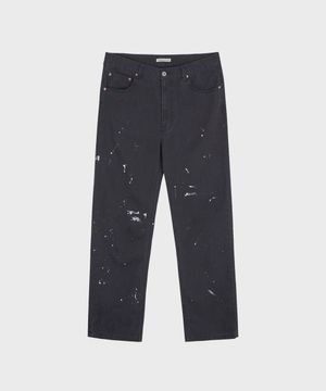 PAINT SPLATTER COTTON TWILL PANTS BLACK