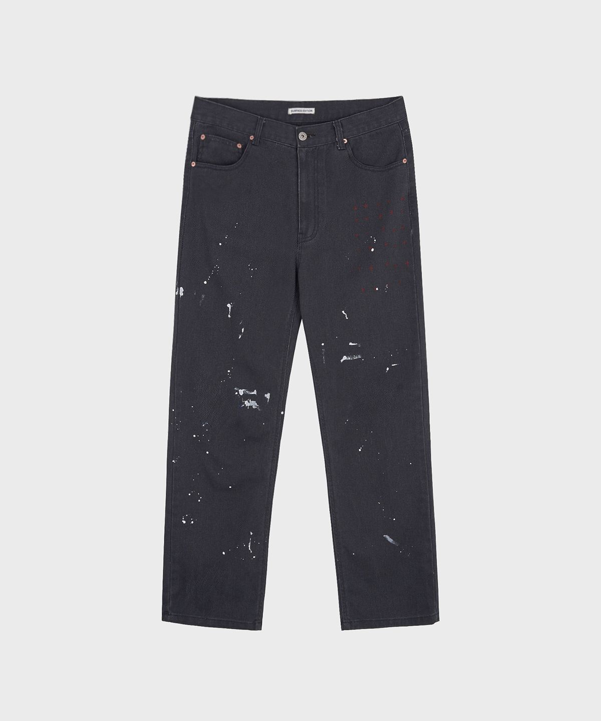 서피스에디션(SURFACE EDITION) PAINT SPLATTER COTTON TWILL PANTS BLACK
