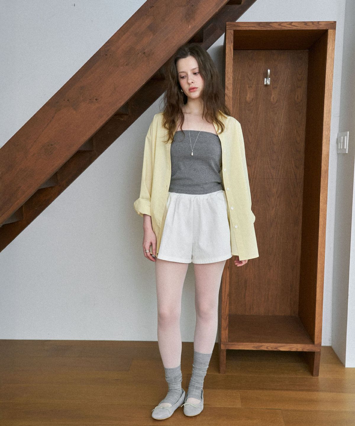 페르브(FERV) Cotton A-line Shorts - Ivory