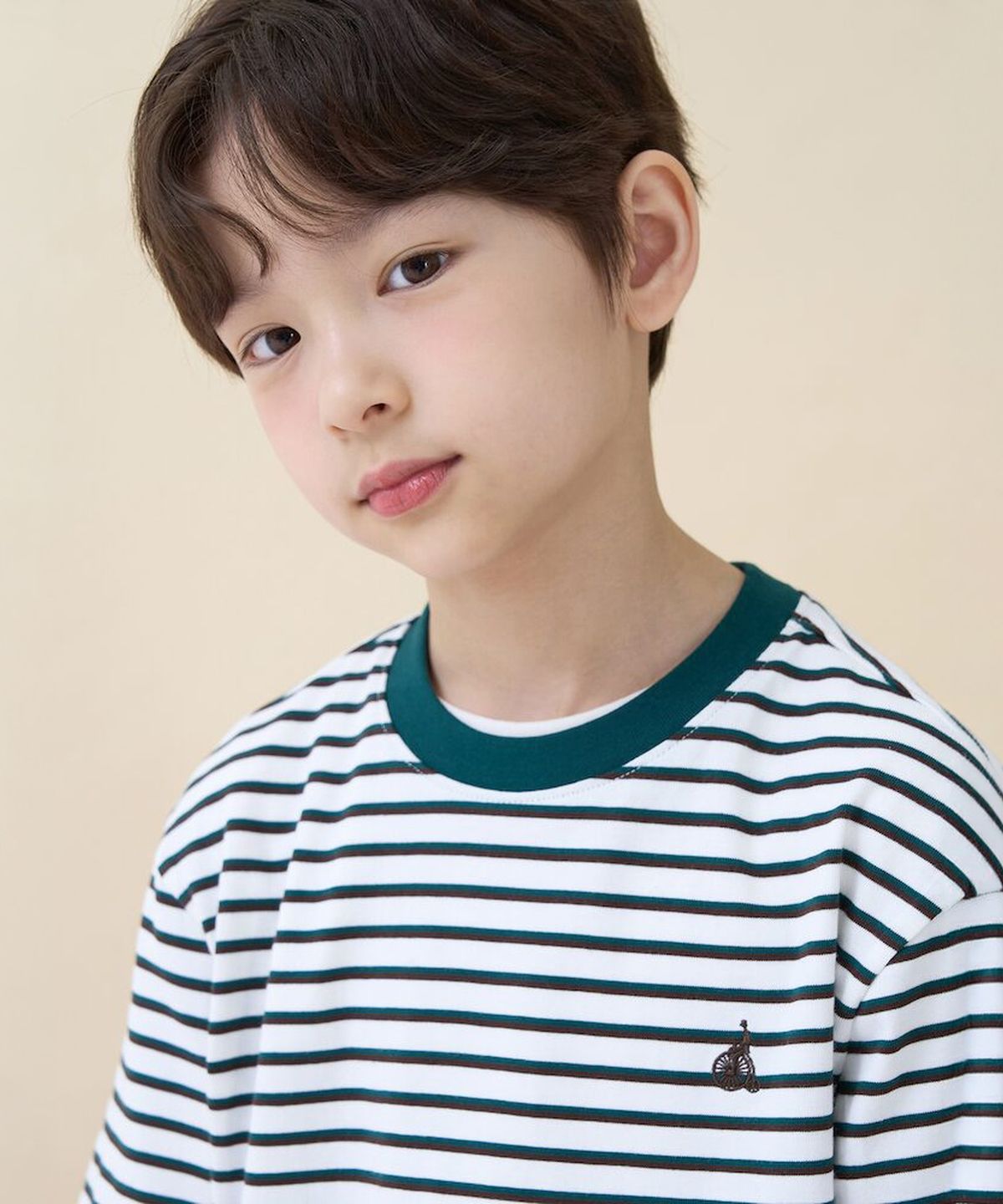 빈폴 키즈(BEANPOLE KIDS) 멀티 스트라이프 반소매 티셔츠  그린 (BI6342U10M)