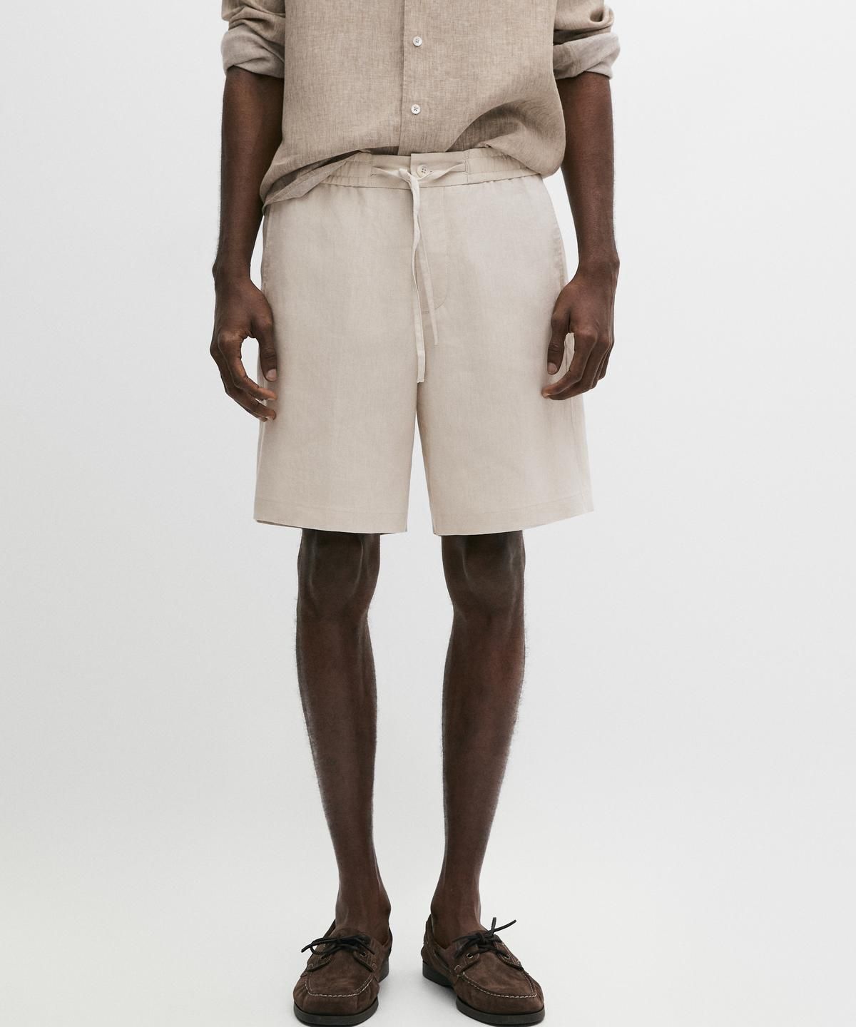 마시모두띠(MASSIMO DUTTI) 100% 린넨 버뮤다 쇼츠