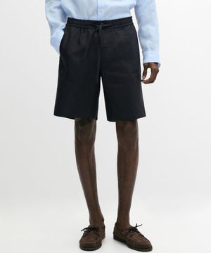100% linen short Bermuda shorts