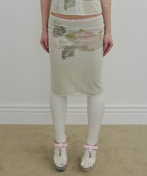 Censored Lotus Midi Skirt Apple