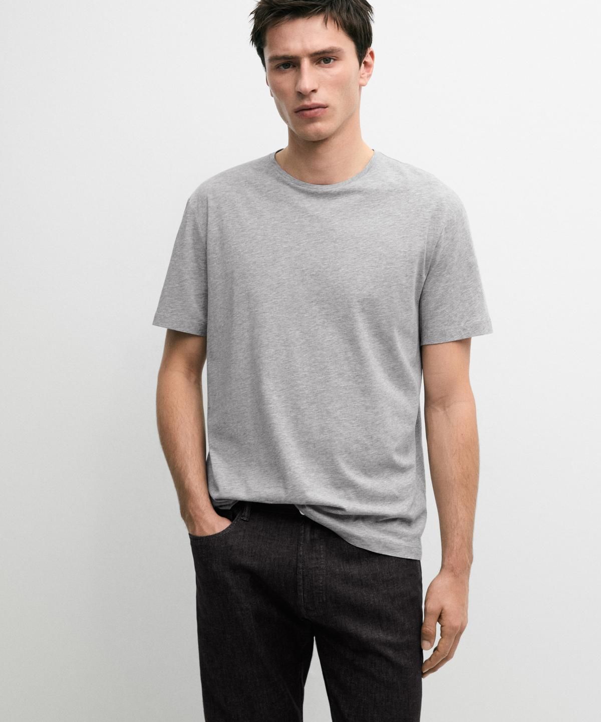 마시모두띠(MASSIMO DUTTI) 코튼 블렌드 반팔 티셔츠