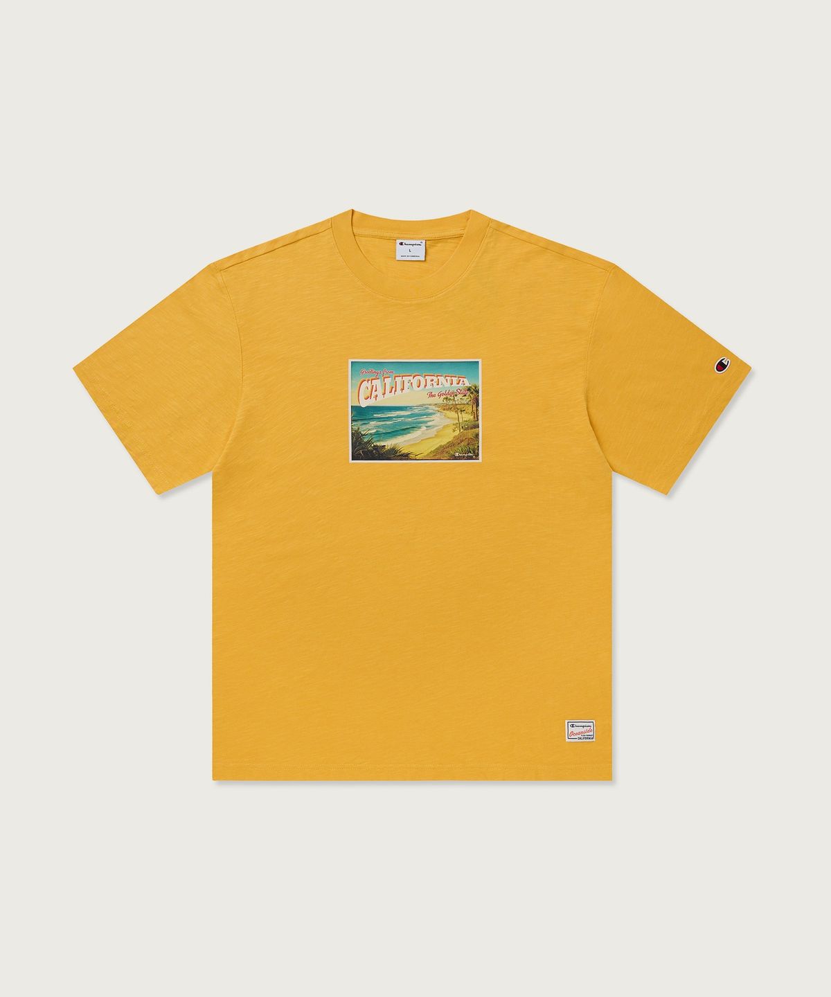 챔피온(CHAMPION) 서핑 슬럽 프린트 티셔츠 Yellow