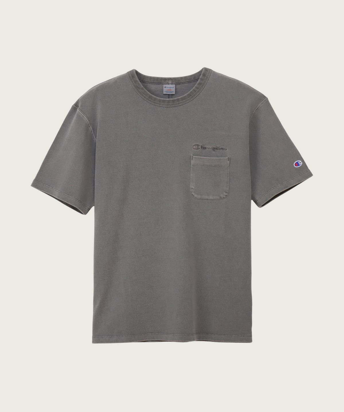 챔피온(CHAMPION) 피그먼트 다잉 포켓 반팔 티셔츠 Medium Grey