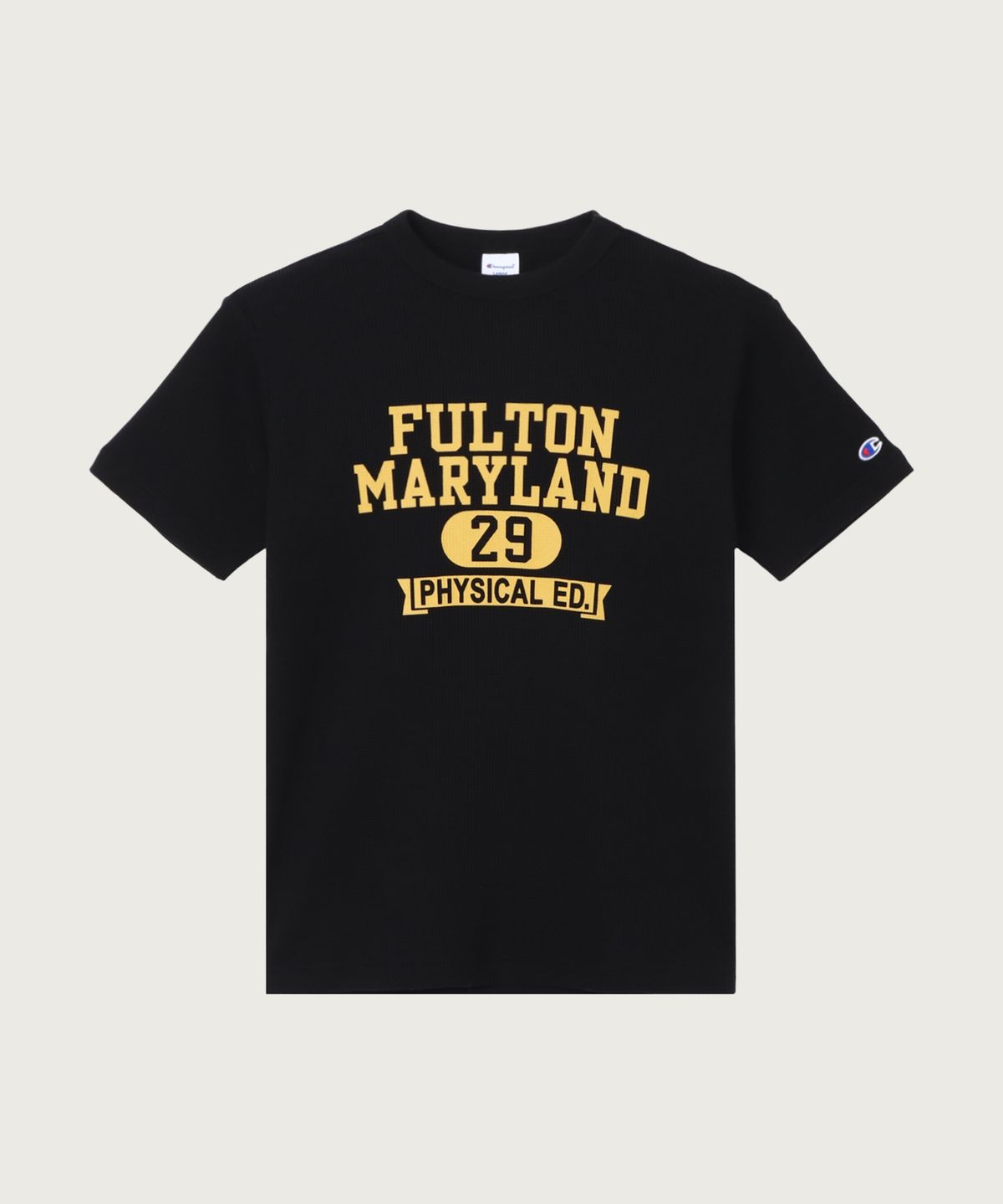 챔피온(CHAMPION) 베이직 그래픽 와플 티셔츠 Black