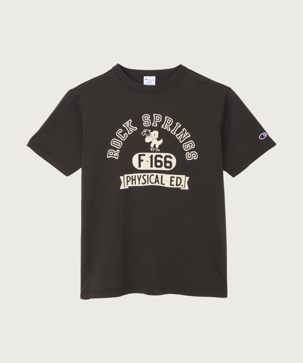 챔피온(CHAMPION) 베이직 가먼트워싱 그래픽 티셔츠 Off Black