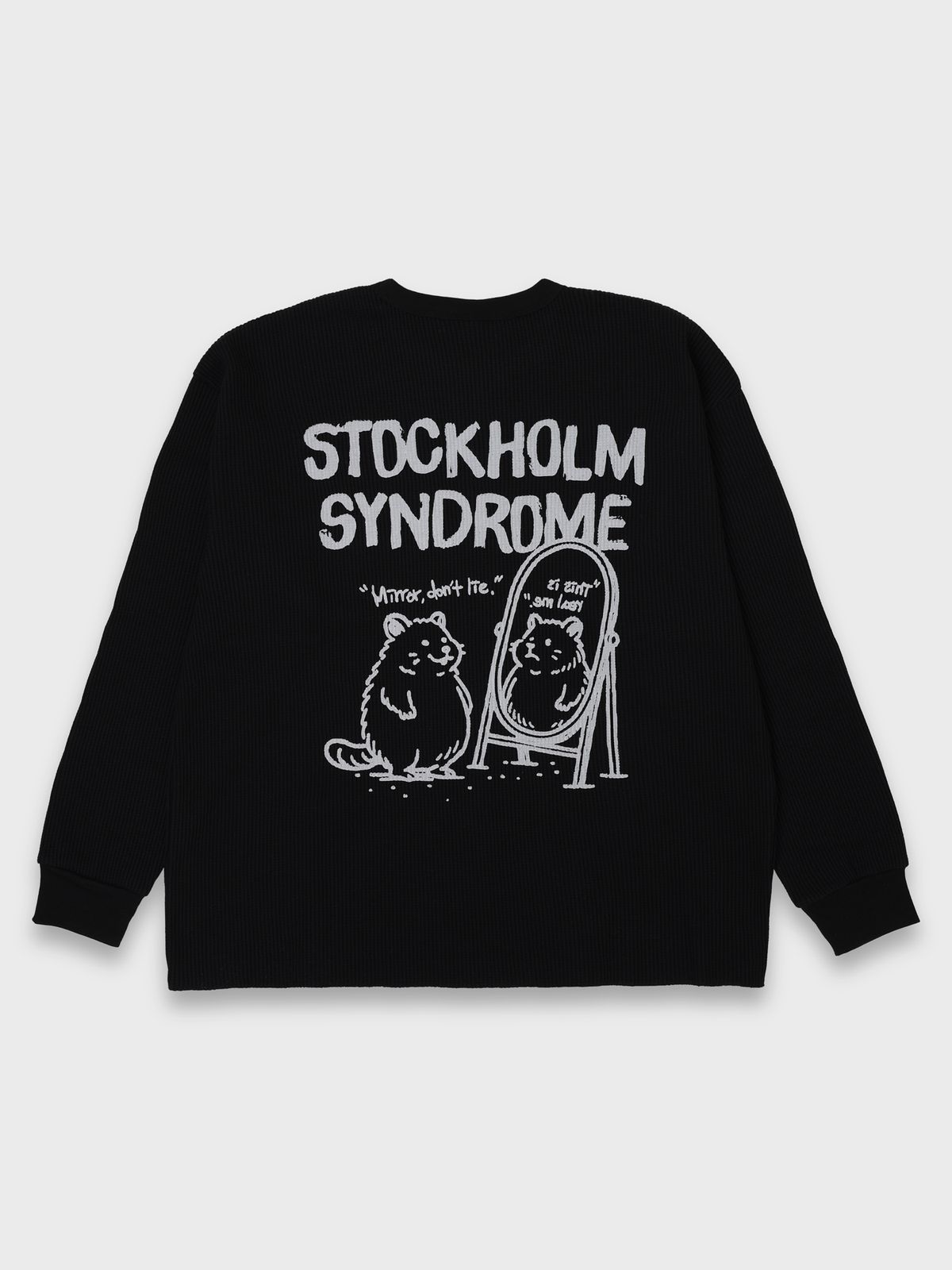 스톡홀름 신드롬(STOCKHOLM SYNDROME) 리얼 라이프 와플 LS 티 - 블랙