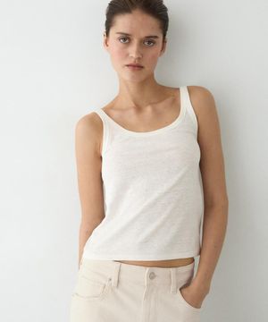 Linen blend vest top