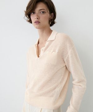 린넨 얇은 폴로넥 스웨터