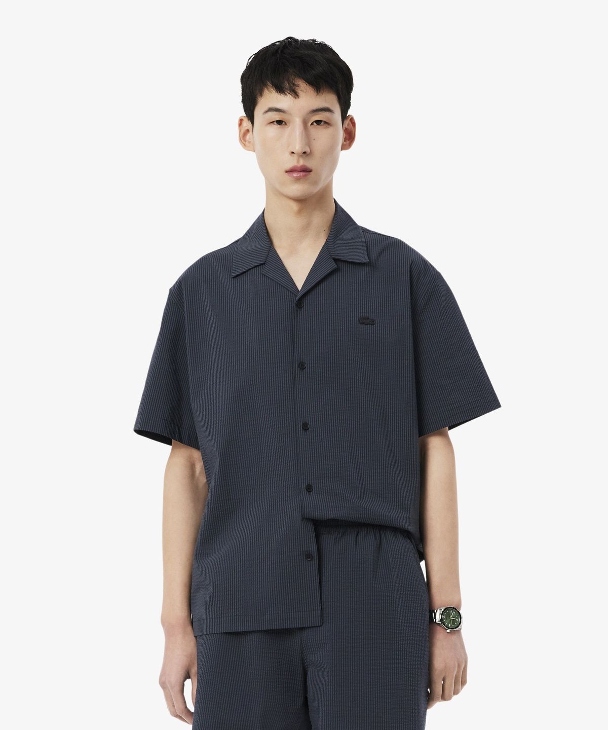 라코스테(LACOSTE) 남성 하와이안 카라 시어서커 반팔 셔츠 CH2355-56G 4CI