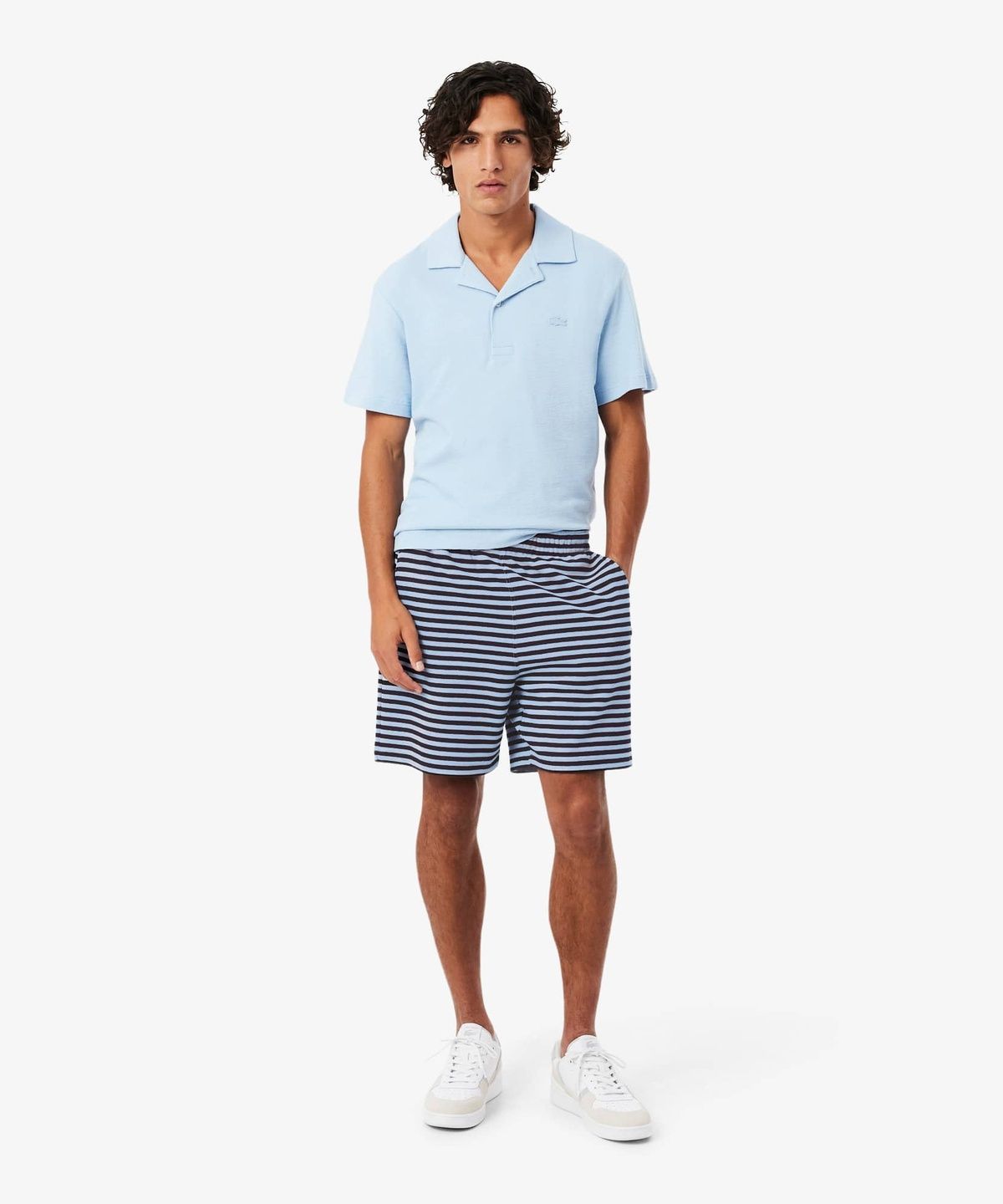 라코스테(LACOSTE) 남성 가로 스트라이프 포플린 쇼츠 GH2198-56G 4I3