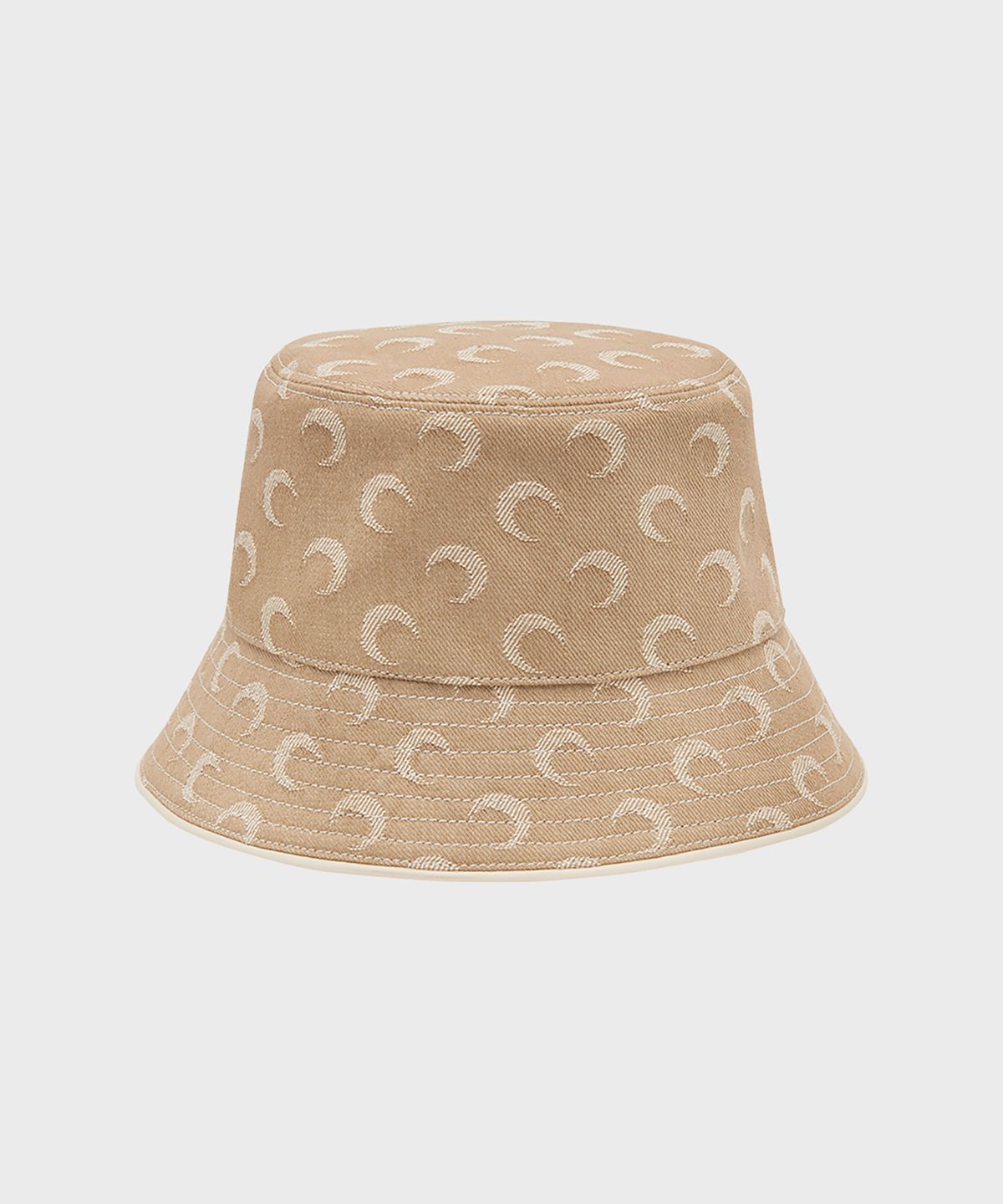 마린 세르(MARINE SERRE) (U) 문 자카드 트윌 버킷 햇 다크 베이지 MOON JACQUARD TWILL BUCKET HAT DARK BEIGE
