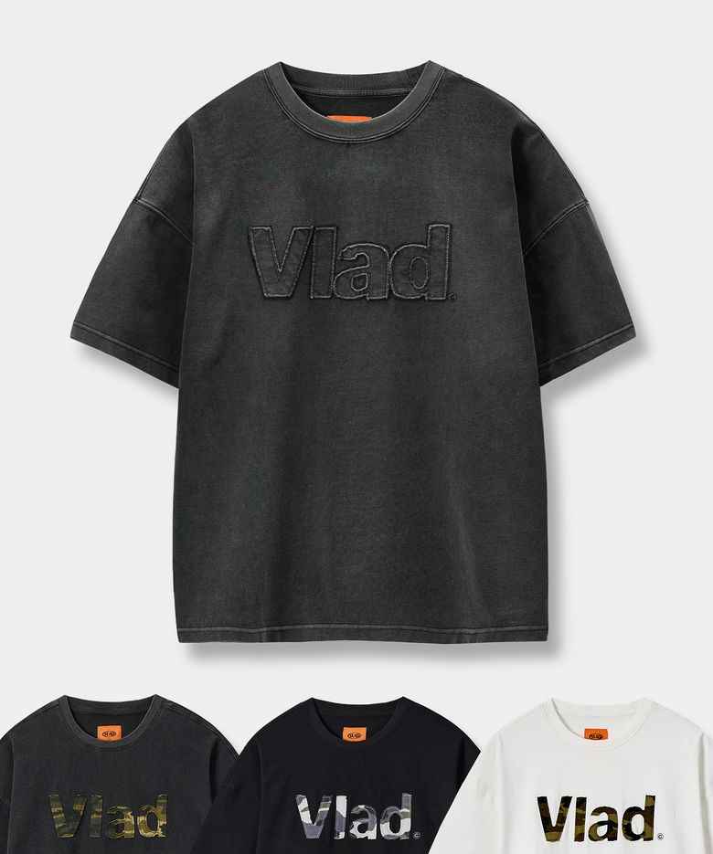 VLAD 컷오프 아플리케 반팔 티셔츠_4 COLOR