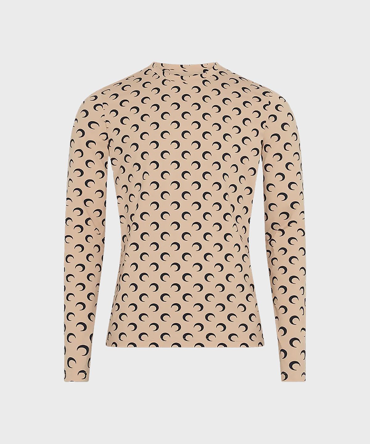 마린 세르(MARINE SERRE) (M) 문 프린티드 저지 세컨드 스킨 레귤러 탑 탄 MOON PRINTED JERSEY SECOND SKIN REGULAR TOP TAN