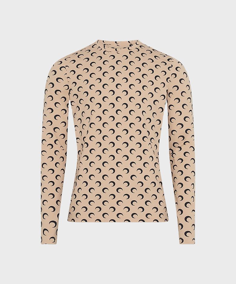 (M) 문 프린티드 저지 세컨드 스킨 레귤러 탑 탄 MOON PRINTED JERSEY SECOND SKIN REGULAR TOP TAN