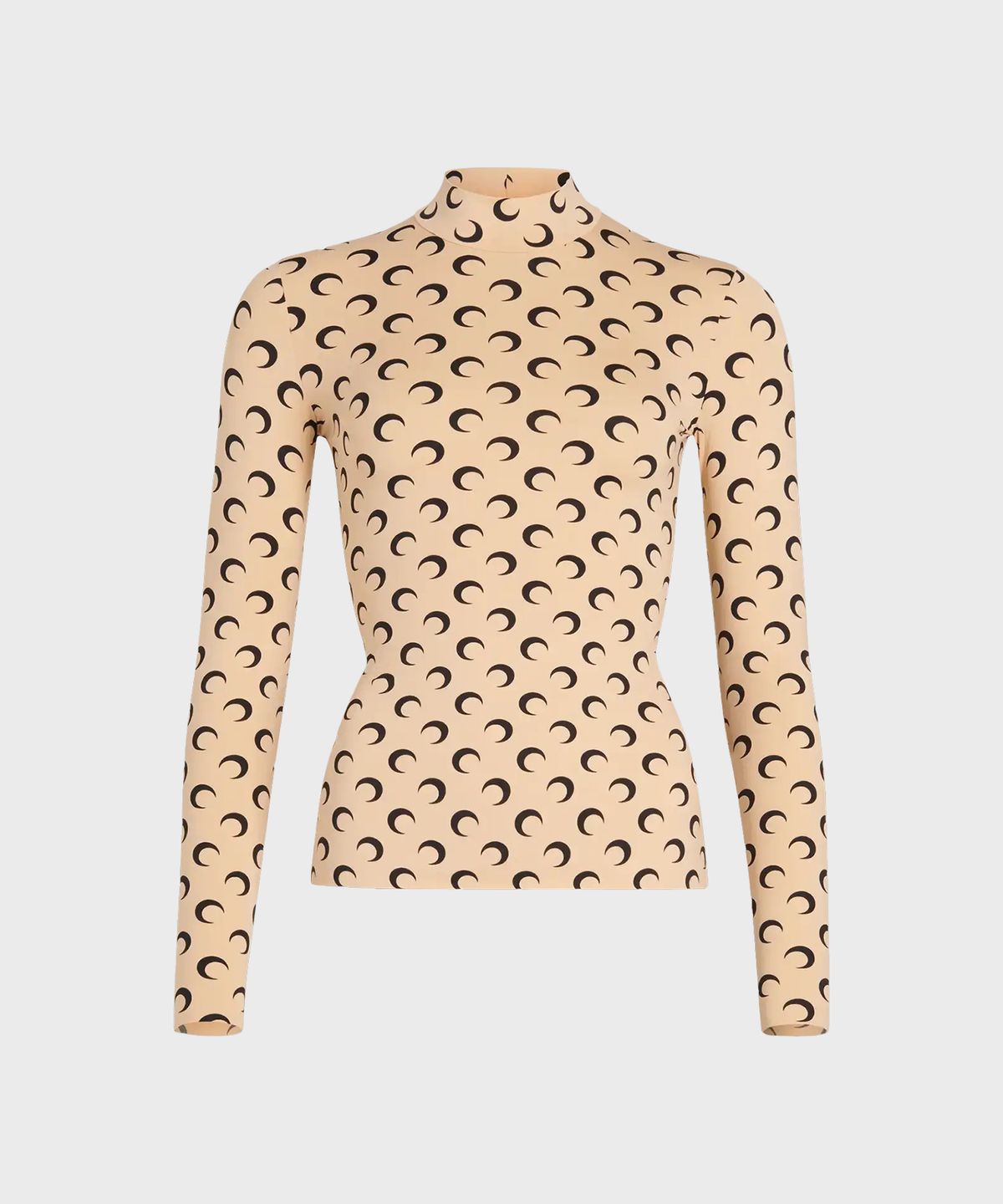 마린 세르(MARINE SERRE) (W) 문 프린티드 저지 세컨드 스킨 하이넥 탑 탄 MOON PRINTED JERSEY SECOND SKIN HIGHNECK TOP TAN