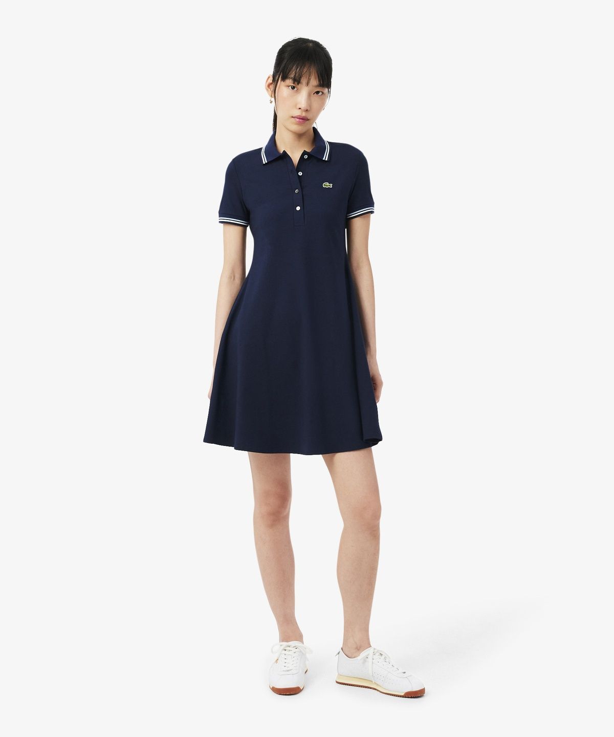 라코스테(LACOSTE) 여성 티핑 디테일 폴로 드레스 EF5288-56G 3UI
