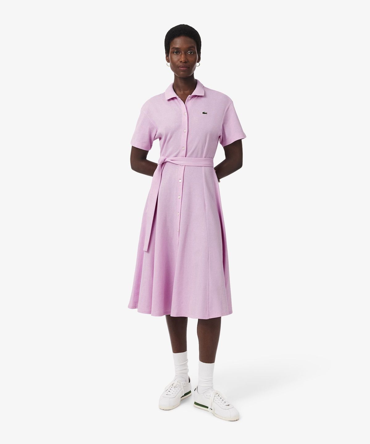 라코스테(LACOSTE) 여성 핏앤플레어 벨티드 폴로 드레스 EF9621-56G Z4H