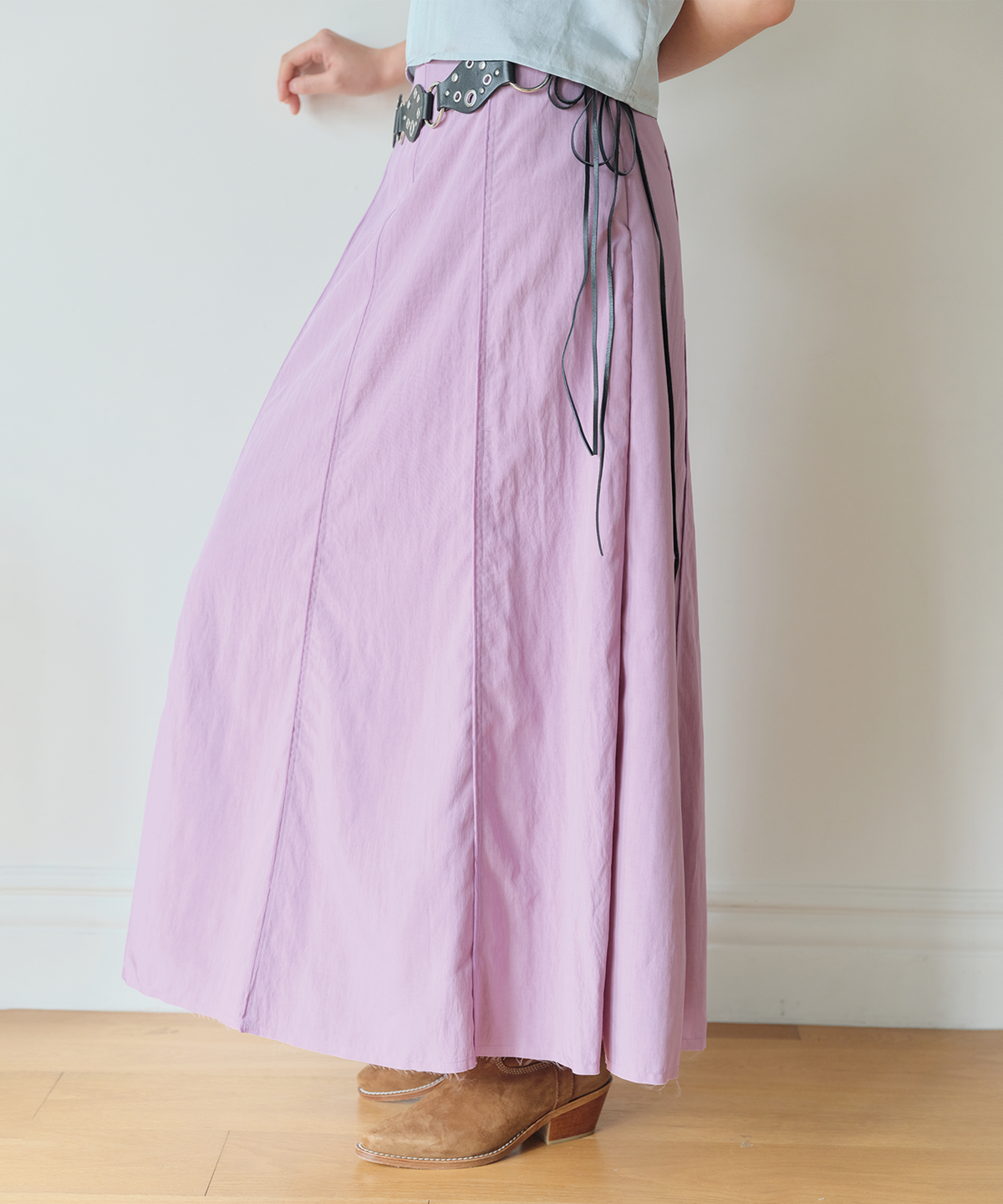 홈바디띵즈(HOMEBODY THINGS) Classic Panel Midi Skirt (DUSTY LILAC)