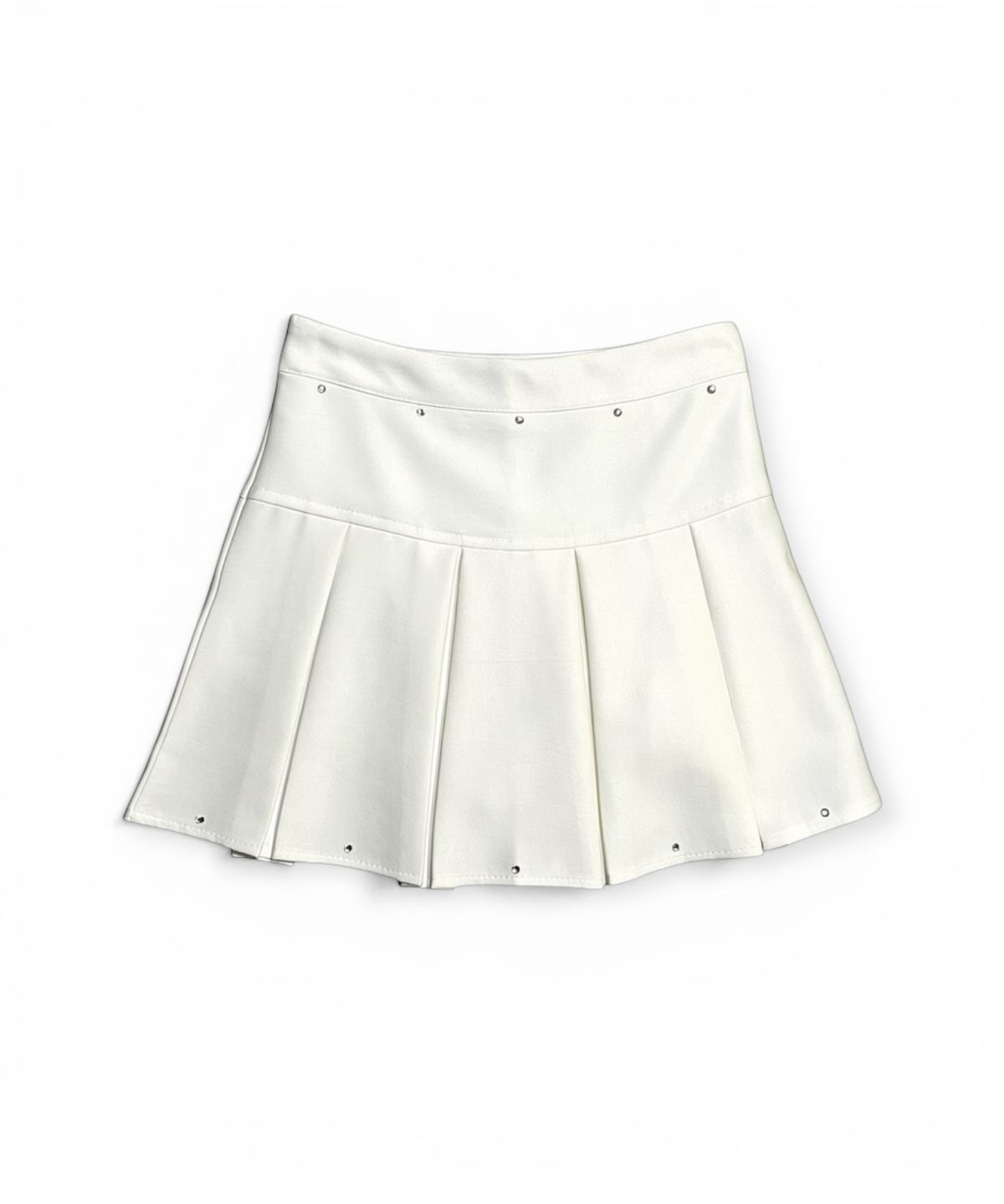 본슬리피(BORN SLIPPY) Crystal Stud Pleated Mini Skirt (Ivory)