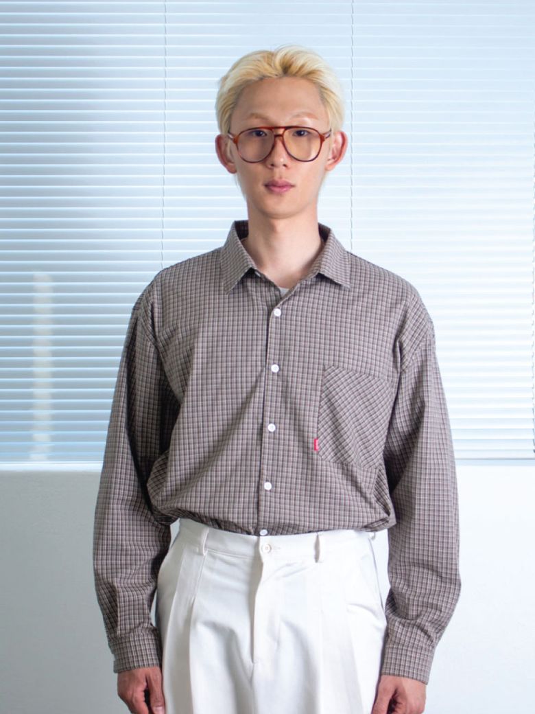 26SS 모던 루즈핏 체크 셔츠 브라운