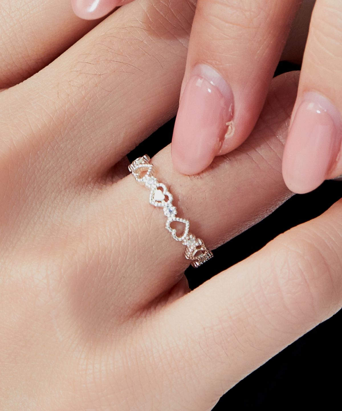엘렌쥬얼리(HELENE JEWELRY) 925 실버 하트 인 하트 브릿지 미스 링 은 반지