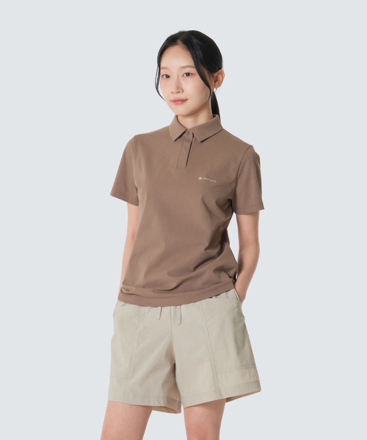 스노우피크 어패럴(SNOWPEAK APPAREL) 퀵드라이 여성 반팔 폴로 티셔츠 (S26MWTPS15) Brown