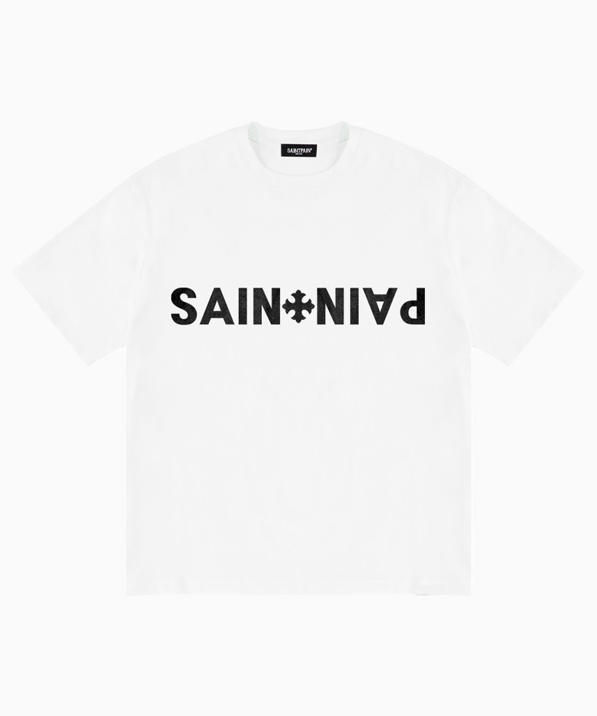 세인트페인(SAINTPAIN) SP 에어코튼 크로스 로고 반팔티 화이트