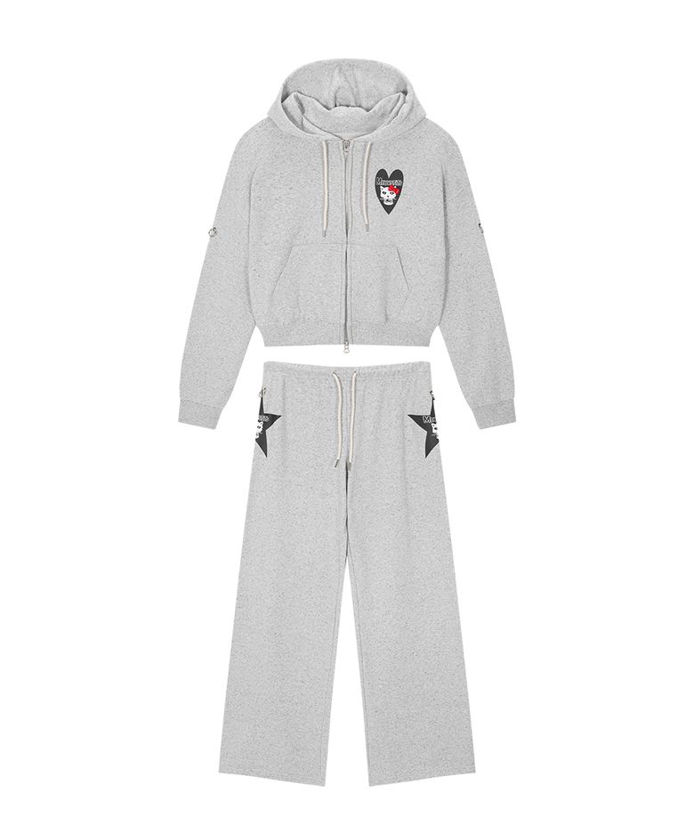 MEOWSFITS Hoodie Pants Set Gray