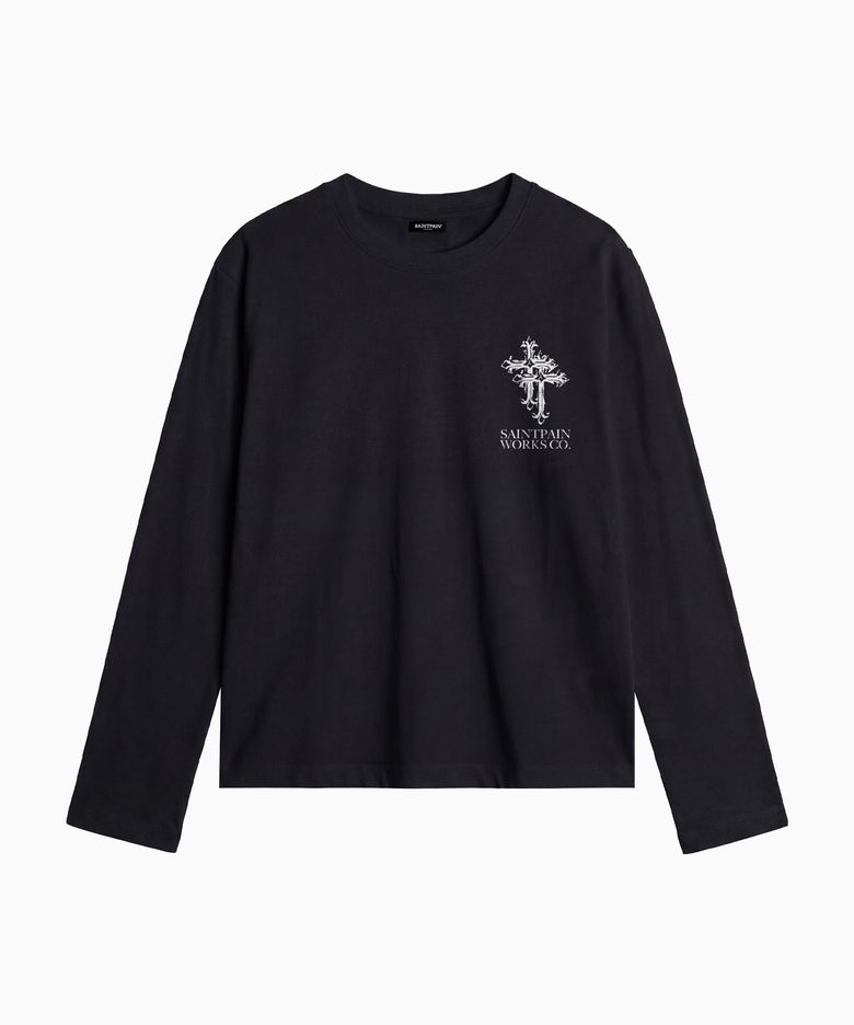 SP 더블 크로스 헤비웨이트 크롭 롱슬리브 블랙