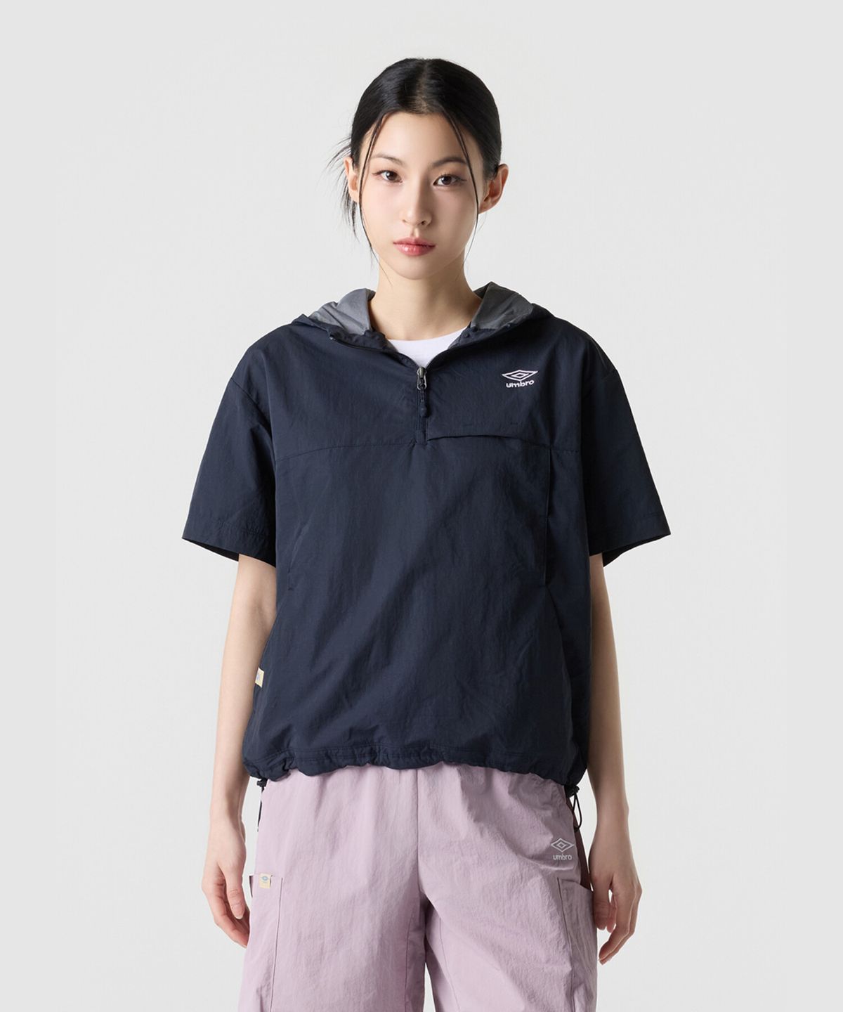 엄브로(UMBRO) 하이웨이 벤틸 후드 반팔 아노락 네이비 UR223CWT41