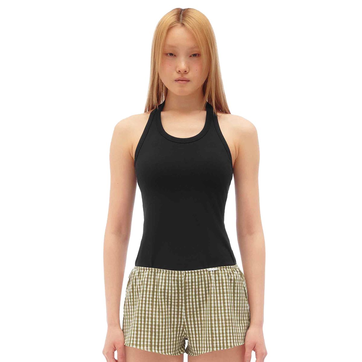 후포(HOOPOE) backless halterneck cotton top_Onyx Black