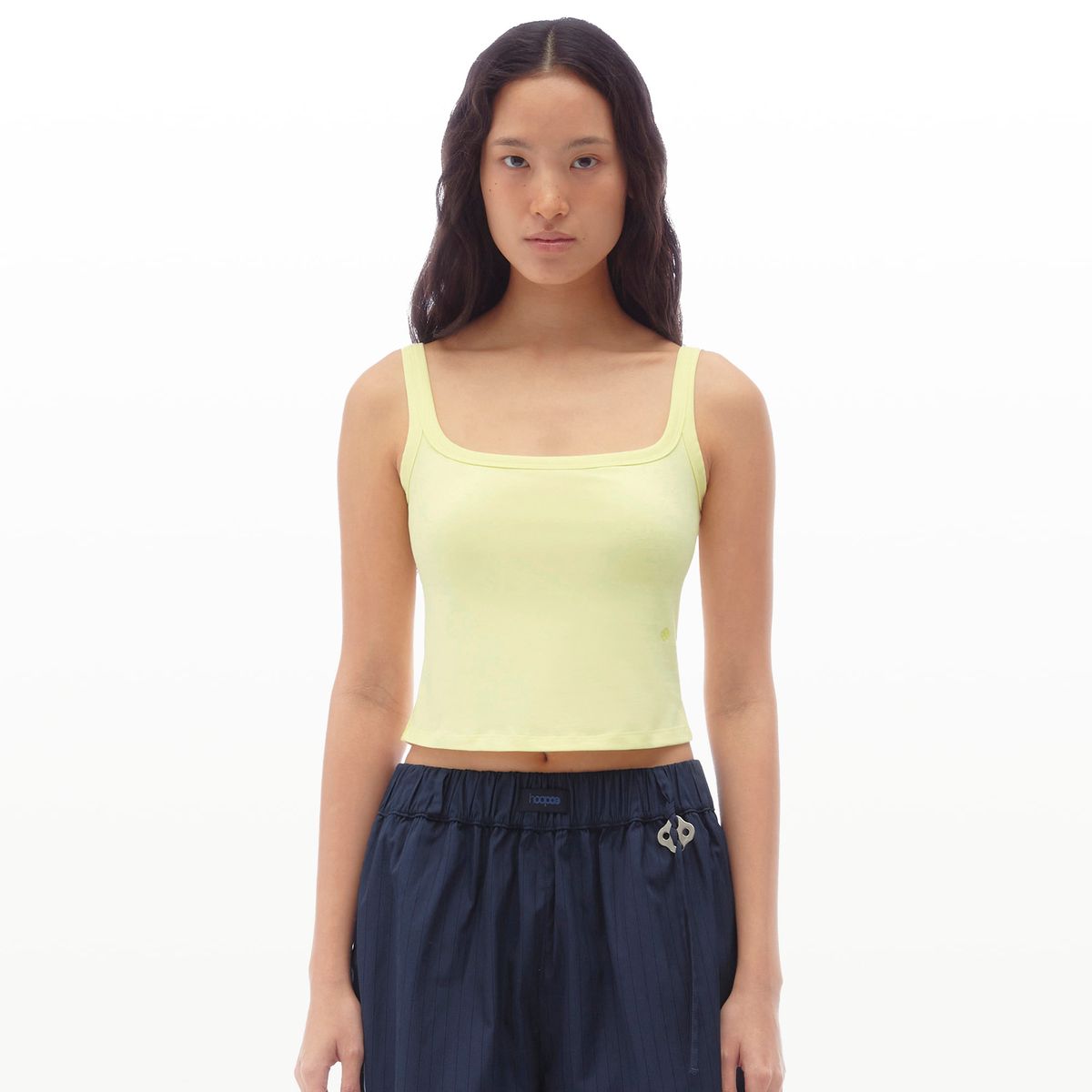 후포(HOOPOE) square neck cotton top_Pear Yellow